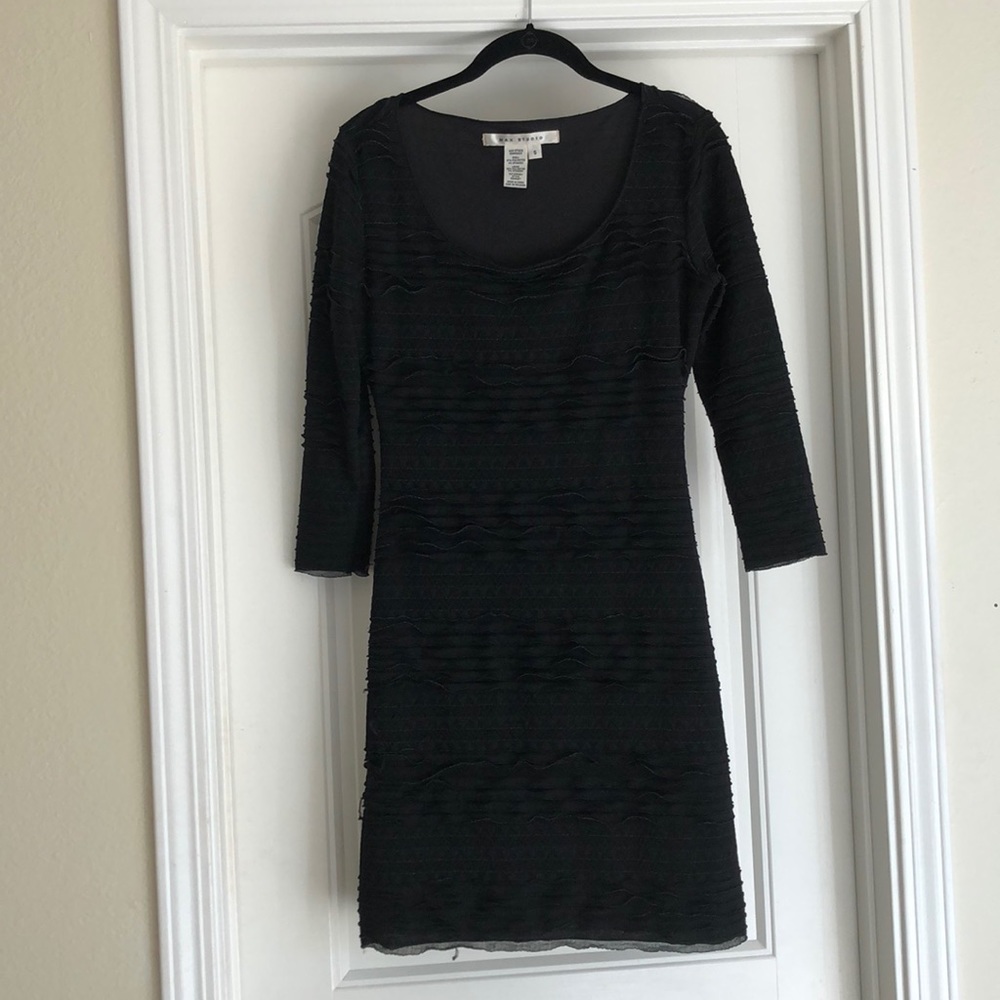 Max studio black dress with lace overlay.